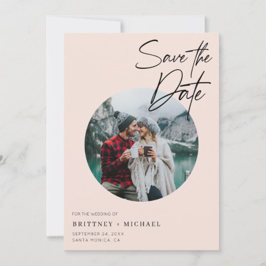 Save The Date Photo moderne Blush rose (Devant)