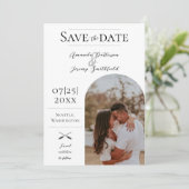 Save The Date Photo moderne Boho Arch | Blanc Enregistrer la dat (Debout devant)
