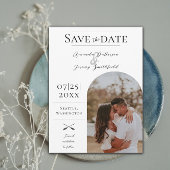 Save The Date Photo moderne Boho Arch | Blanc Enregistrer la dat