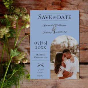 Save The Date Photo moderne Boho Arch   Dusty Blue