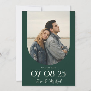 Save The Date Photo moderne Boho Arch Mariage vert Emerald
