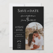 Save The Date Photo moderne Boho Arch | Noir Enregistrer la date (Devant)