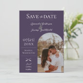 Save The Date Photo moderne Boho Arch | Purple Enregistrer la da (Debout devant)