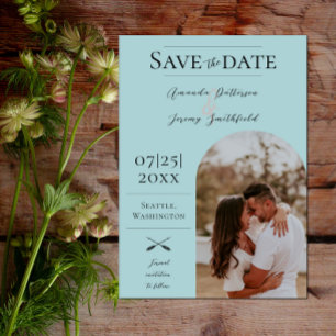 Save The Date Photo moderne Boho Arch Turquoise Enregistrer la