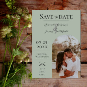 Save The Date Photo moderne Boho Arch Vert sage