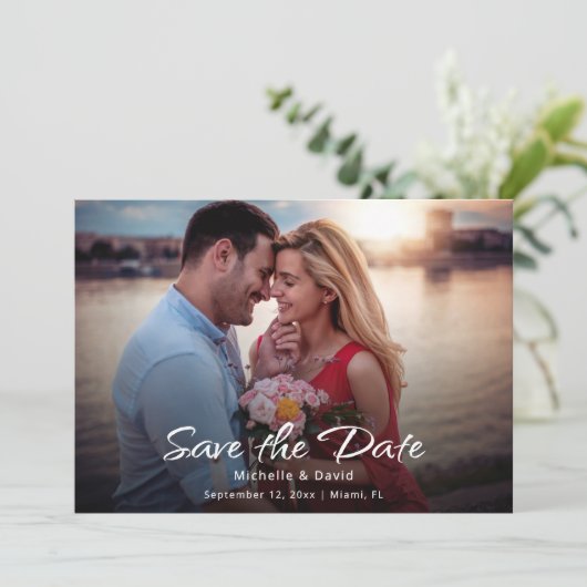 Save The Date Photo moderne Boho Simple Destination Mariage (Debout devant)