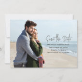 Save The Date Photo moderne Calligraphie tendance Simple QR Code (Devant)