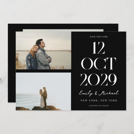 Save The Date Photo moderne chic (Devant / Derrière)