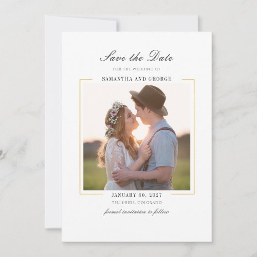 Save The Date Photo Moderne Chic Élégant (Devant)