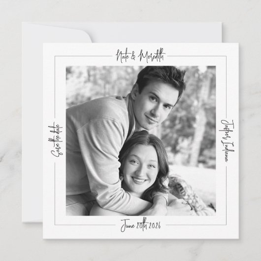 Save The Date Photo moderne classique noir et blanc (Devant)