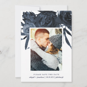 Save The Date Photo moderne de Midnight Blue Floral Enregistrer