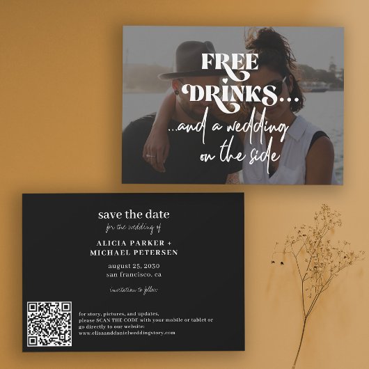 Save The Date Photo moderne drôle QR CODE mariage