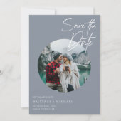 Save The Date Photo moderne Dusty Blue (Devant)