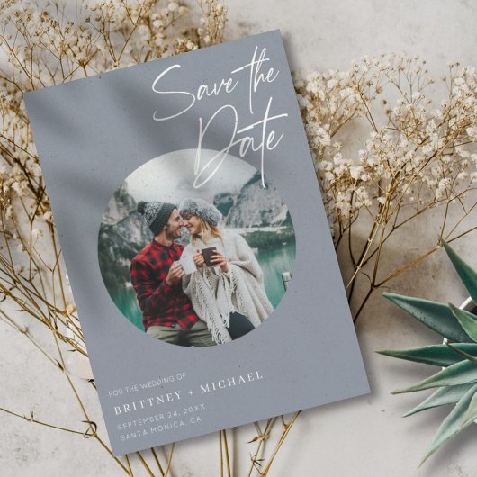 Save The Date Photo moderne Dusty Blue