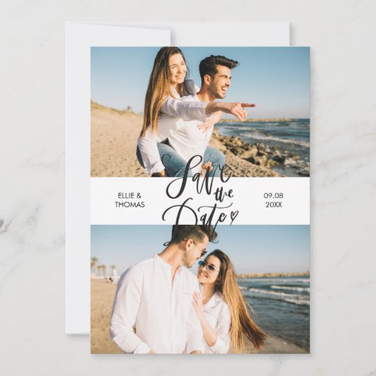 Save The Date Photo Moderne Élégant Script Mariage Enregistrer L (Devant)