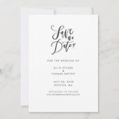 Save The Date Photo Moderne Élégant Script Mariage Enregistrer L (Dos)