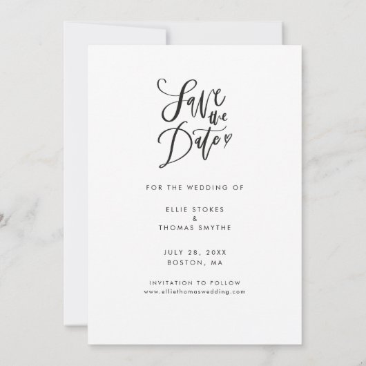 Save The Date Photo Moderne Élégant Script Mariage Enregistrer L (Dos)
