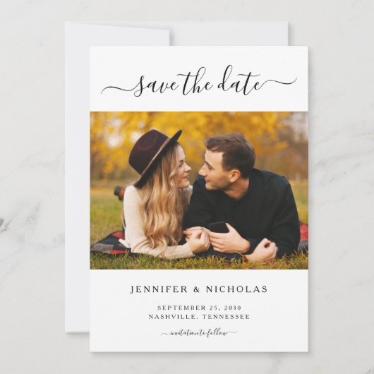 Save The Date Photo Moderne Élégante Enregistrer La Date (Devant)