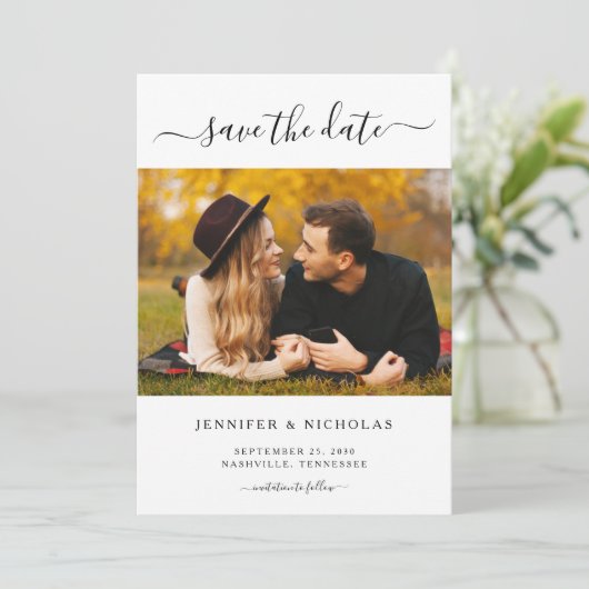Save The Date Photo Moderne Élégante Enregistrer La Date (Debout devant)