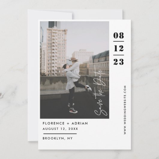 Save The Date Photo moderne en noir et blanc (Devant)