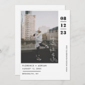 Save The Date Photo moderne en noir et blanc (Devant / Derrière)