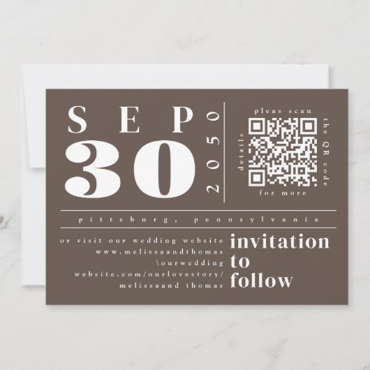 Save The Date Photo moderne Enregistrer la date Code QR Simple B (Dos)