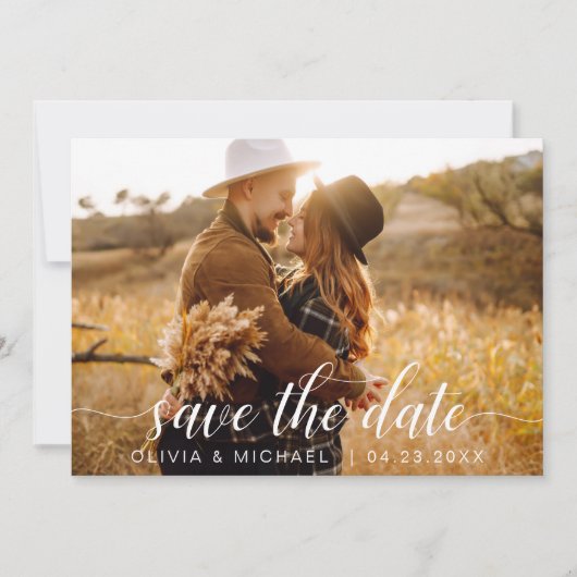 Save The Date Photo moderne Enregistrer la date manuscrite (Devant)