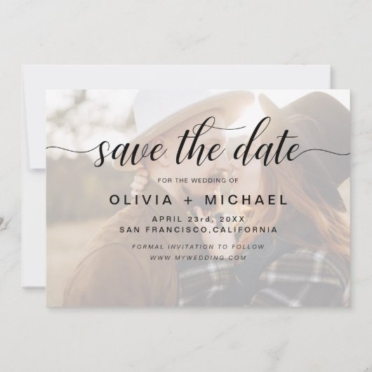 Save The Date Photo moderne Enregistrer la date manuscrite (Dos)