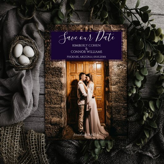 Save The Date Photo Moderne Enregistrer la Date | Violet