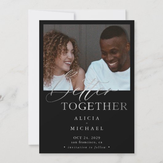 Save The Date Photo moderne faux argent script simple mariage (Devant)