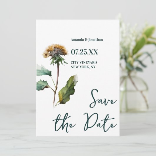 Save The Date Photo moderne Mariage floral Enregistrer la date (Debout devant)