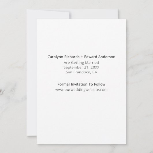 Save The Date Photo moderne Mariage manuscrit Enregistrer La Dat (Dos)