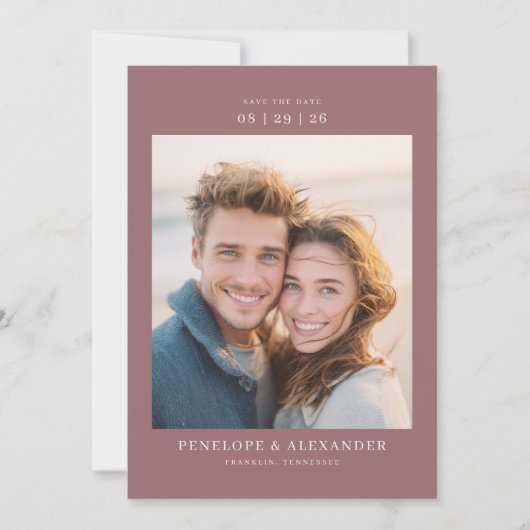 Save The Date Photo Moderne Marron Joyeux (Devant)