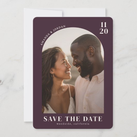 Save The Date Photo Moderne Marron Romantique (Devant)