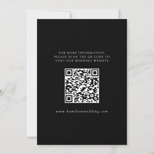 Save The Date Photo moderne noir et blanc QR Code Enregistrer la (Dos)