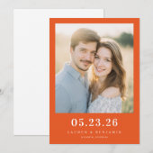 Save The Date Photo Moderne Orange Chaud (Devant / Derrière)