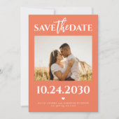 Save The Date Photo moderne QR code orange vif mariage (Devant)