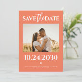 Save The Date Photo moderne QR code orange vif mariage (Debout devant)