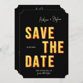 Save The Date Photo moderne Retro Light Marquee Style Broadway (Devant / Derrière)