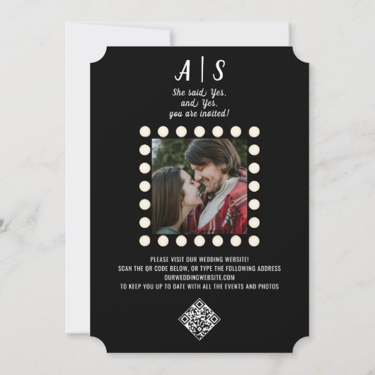 Save The Date Photo moderne Retro Light Marquee Style Broadway (Dos)