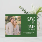Save The Date Photo Moderne Romantique Vert Foncé (Debout devant)
