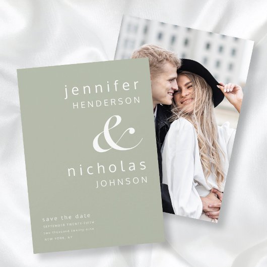 Save The Date Photo moderne Sage Green Ampersand