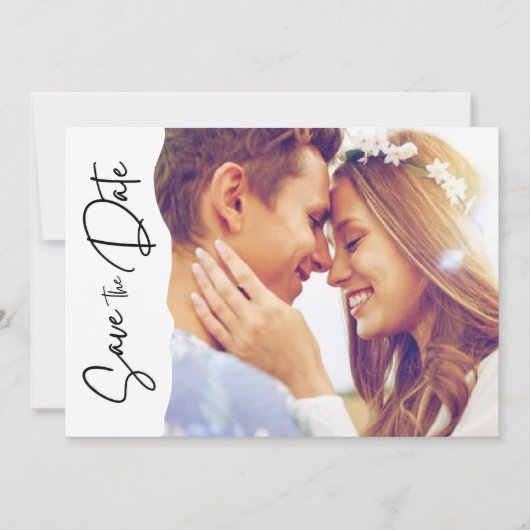 Save The Date Photo moderne Script Mariage Enregistrer La Date (Devant)