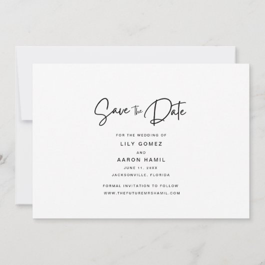 Save The Date Photo moderne Script Mariage Enregistrer La Date (Dos)