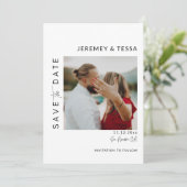 Save The Date Photo moderne simple en noir et blanc (Debout devant)