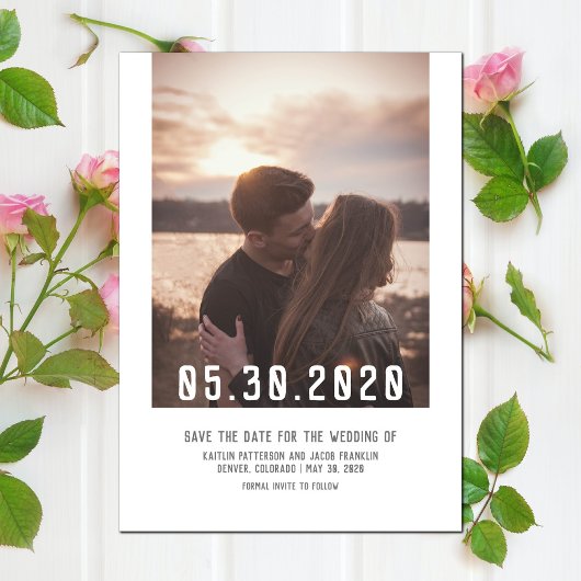 Save The Date Photo moderne simple Enregistrer la date | Blanc