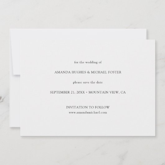 Save The Date Photo moderne simple Enregistrer la date Invitatio (Dos)