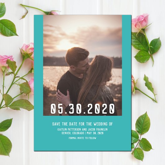 Save The Date Photo moderne simple Enregistrer la date | TURQUOI