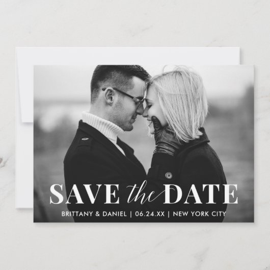 Save The Date Photo moderne tendance noir et blanc (Devant)
