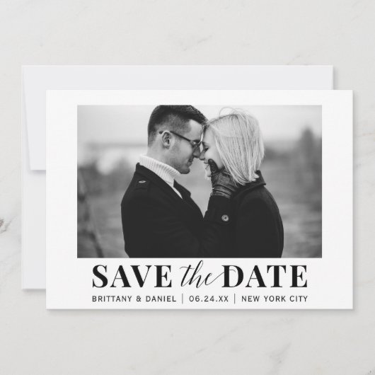 Save The Date Photo moderne tendance noir et blanc (Devant)